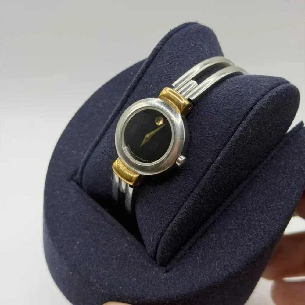 Authentic Vintage Movado Harmony Black Dial Two Tone Women's Watch 97.A1.809A